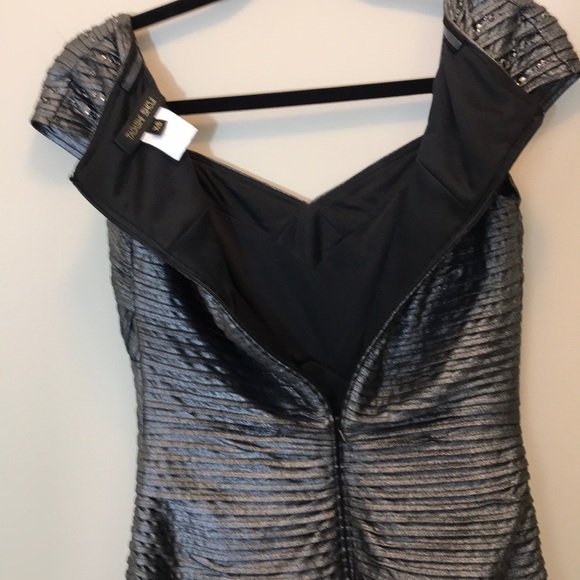 Tadashi Shoji Silver Pleated & Studded Dress - Picture 7 of 7